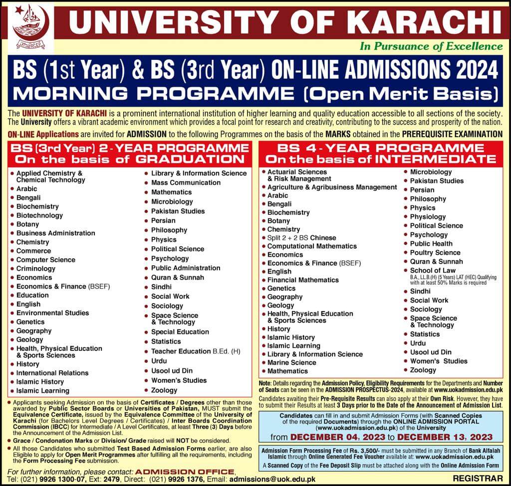 Karachi University Open Merit Program