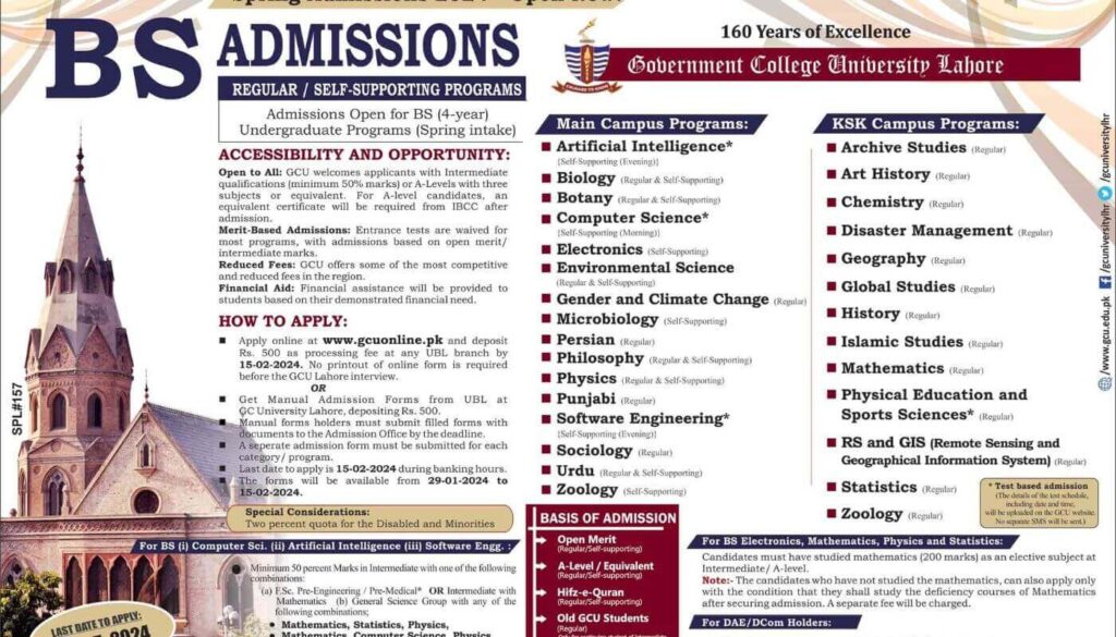 GC University admission 2024